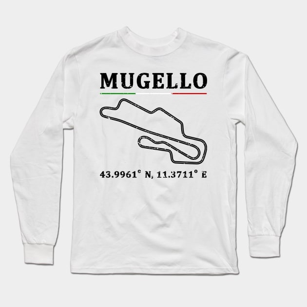 Mugello Racing Circuit Black Long Sleeve T-Shirt by Mandra